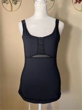 Lululemon Dance : Grace Black Athletic Tank Top w Mesh Panels Size 4